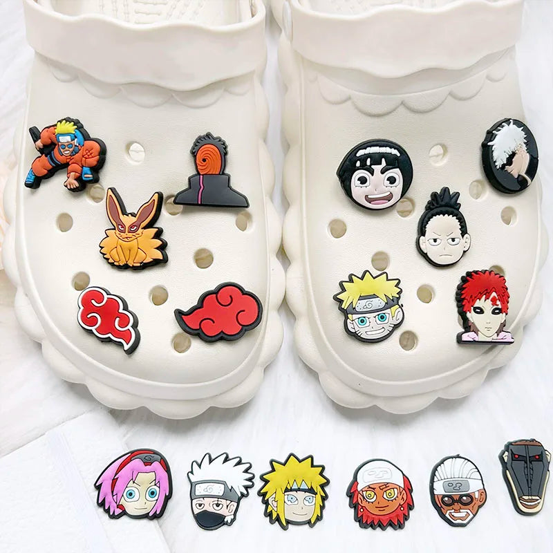 1/20pcs Naruto Anime Cartoon Shoe Charms PVC Decor for Clogs Bubble Slides Garden Sandals Kids Party Birthday Gifts