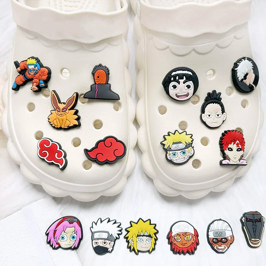 1/20pcs Naruto Anime Cartoon Shoe Charms PVC Decor for Clogs Bubble Slides Garden Sandals Kids Party Birthday Gifts