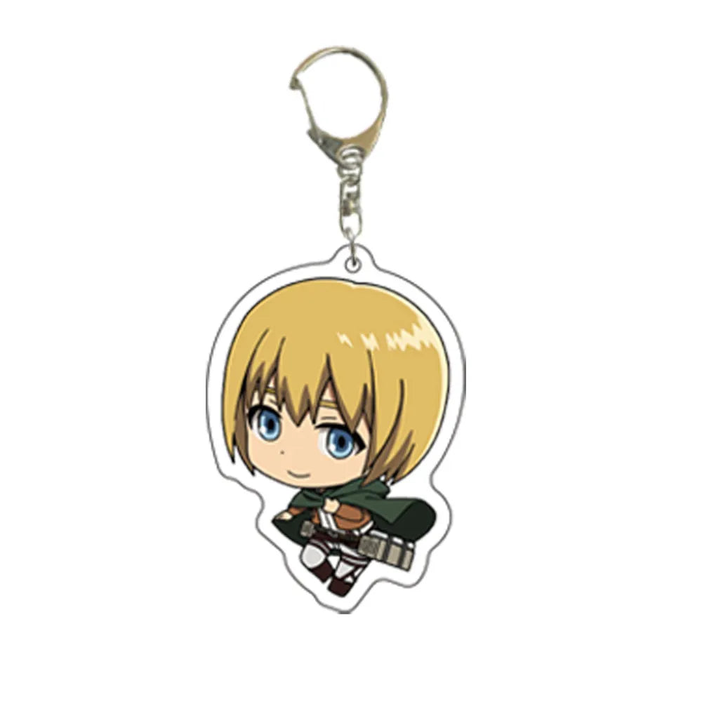 55MM Anime Attack on Titan Figure Eren Jaeger Mikasa Ackerman Armin Arlert Erwin Smith Levi Ackerman Acrylic Keychain Cute Gifts