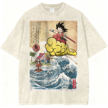 Dragon Ball Vintage Wash Graphic T Shirt Men Anime Print Women Short Sleeve Tee New Summer Casual Tops Streetwear Harajuku Y2k