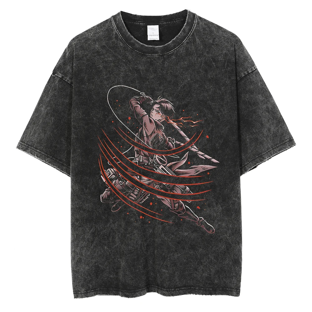 Harajuku Anime Attack on Titan Levi Ackerman Print Tee Men Women Comfortable T-shirts Casual Loose T Shirt Male Cotton Tshirt