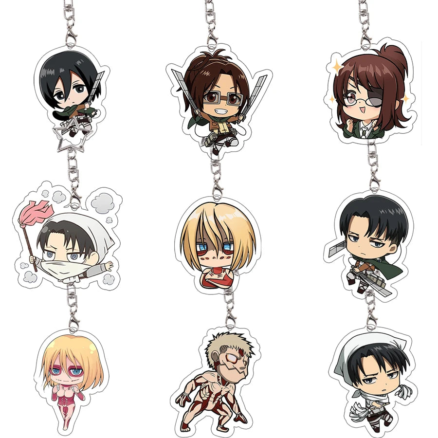 26pcs Attack on Titan Acrylic Keychain Mikasa Annie Levi Chibi Keyring Key Accessories Pendant Collect Reiner Birthday Gift
