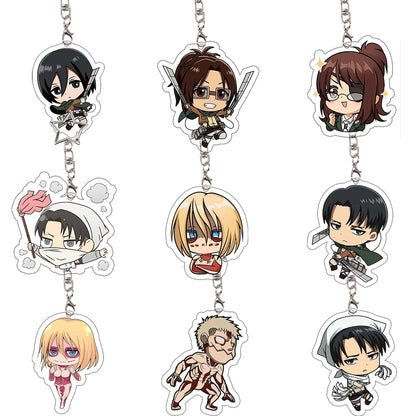 26pcs Attack on Titan Acrylic Keychain Mikasa Annie Levi Chibi Keyring Key Accessories Pendant Collect Reiner Birthday Gift