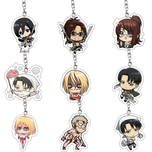 26pcs Attack on Titan Acrylic Keychain Mikasa Annie Levi Chibi Keyring Key Accessories Pendant Collect Reiner Birthday Gift
