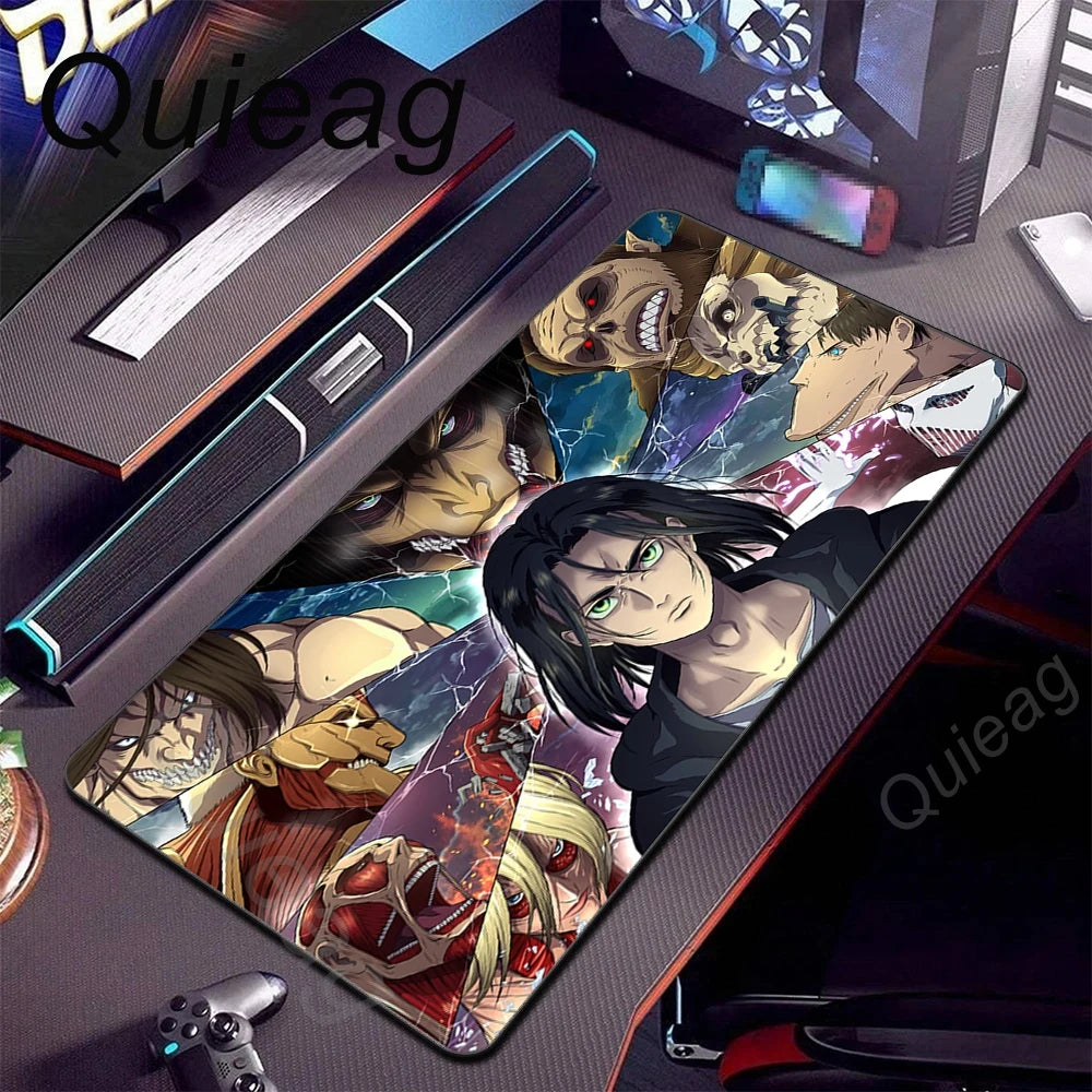 New HD Printing Attack on Titan Anime Desk Mat Large Lock Edge Mouse Pad Computer Mousepad Gaming Laptop Keyboard Mouse Mats Rug