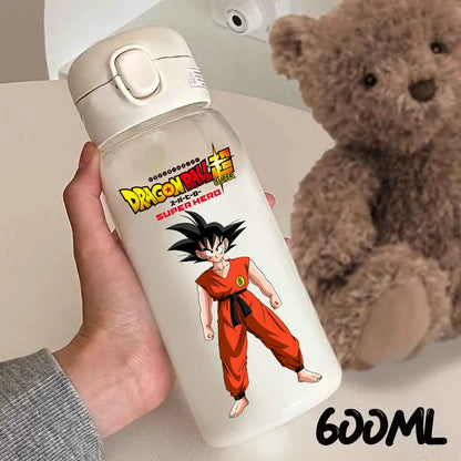 For Dragon Ball Straw Bottles 600ml Vegeta Goku Transparent Plastic Anti Drop Water Bottle Students Outdoor Capacity