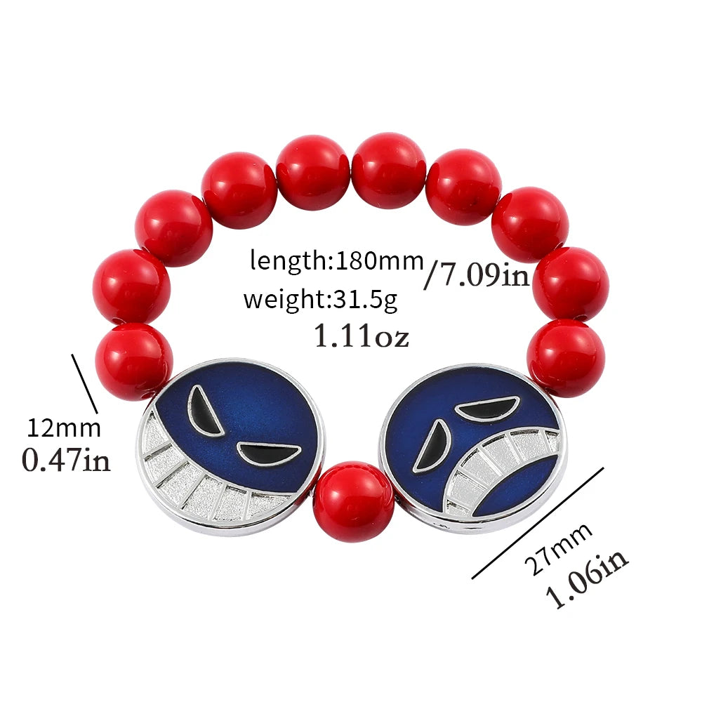 One Piece Portgas D Ace Beaded Necklace