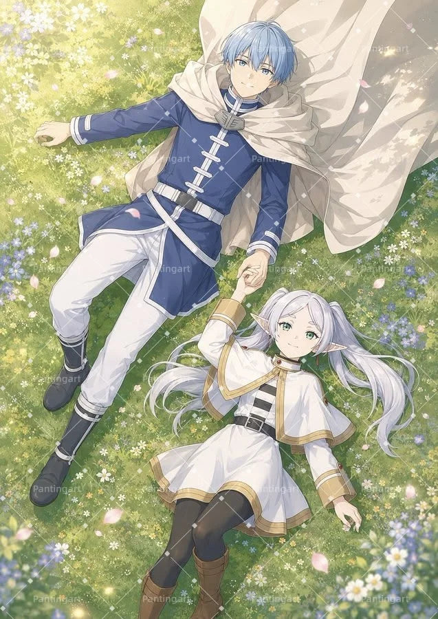 Magic Fantasy F-Frieren Beyond Journeys End Anime Canvas Painting Classic Elf Magic Girl Manga Art Poster Teens' Room Home Decor