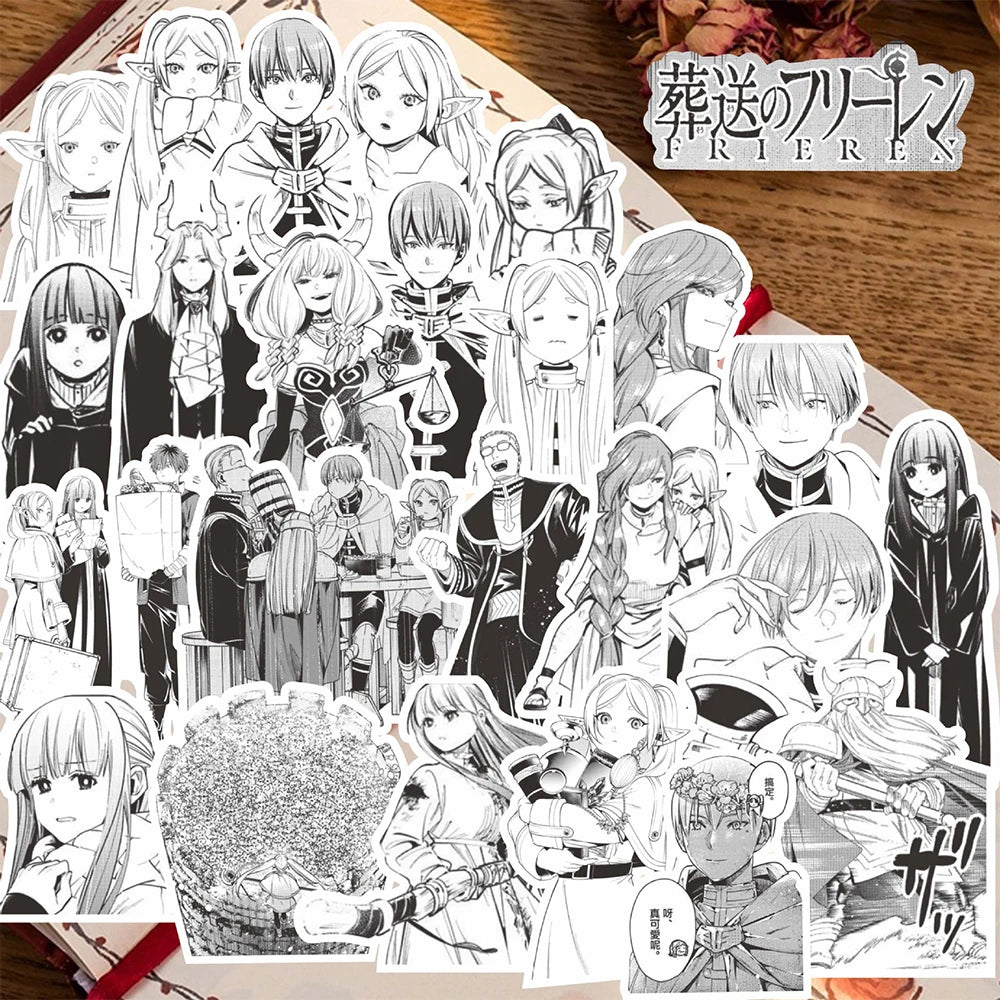 10/30/70pcs Black White Anime Frieren Beyond Journey End Stickers