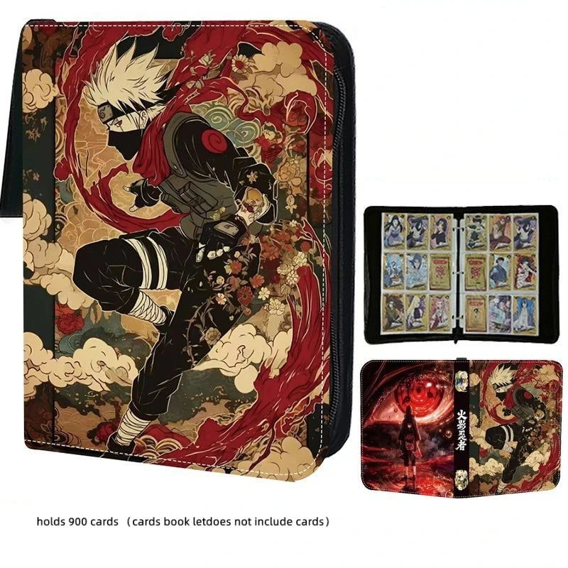 Naruto Card Binder 4/9 Pocket Trading Card Holder Anime Card Binder with 50 Inner Pages Zipper Holder Up To 900 Cards