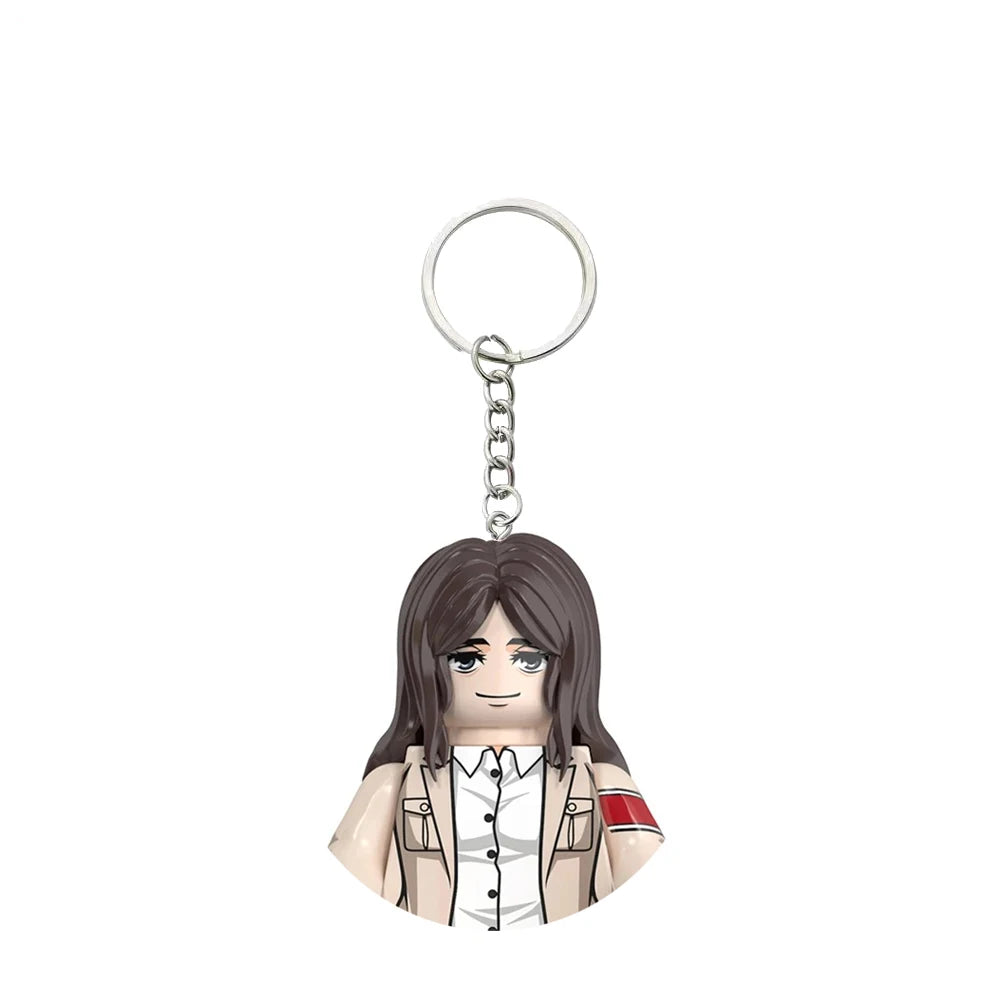 New Attack on Titan Minifigure Keychain Shingeki No Kyojin Eren Levi Mikasa Anime Action Figures Toys for Kids Gift