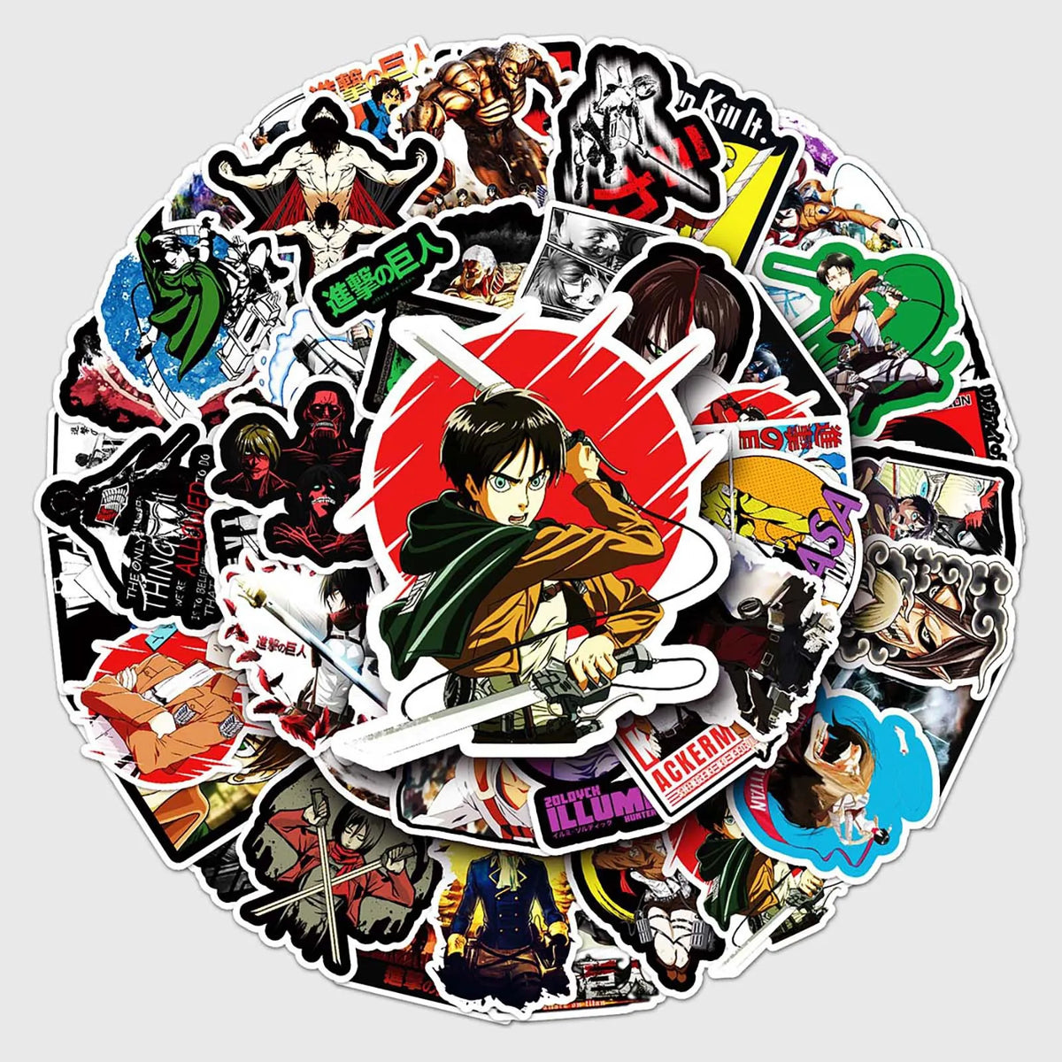 51PCS Attack on Titan Stickers Mikasa Graffiti Stickers DIY Diary Phone Case Handmade Scrapbook Aesthetic Stickers