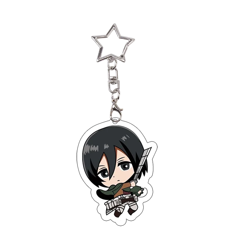 26pcs Attack on Titan Acrylic Keychain Mikasa Annie Levi Chibi Keyring Key Accessories Pendant Collect Reiner Birthday Gift