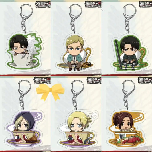 Acrylic Keychain for Attack On Titan Levi Annie Erwin Historia Hange Chibi Version Acrylic Key Buckle Anime Decoration Pendant