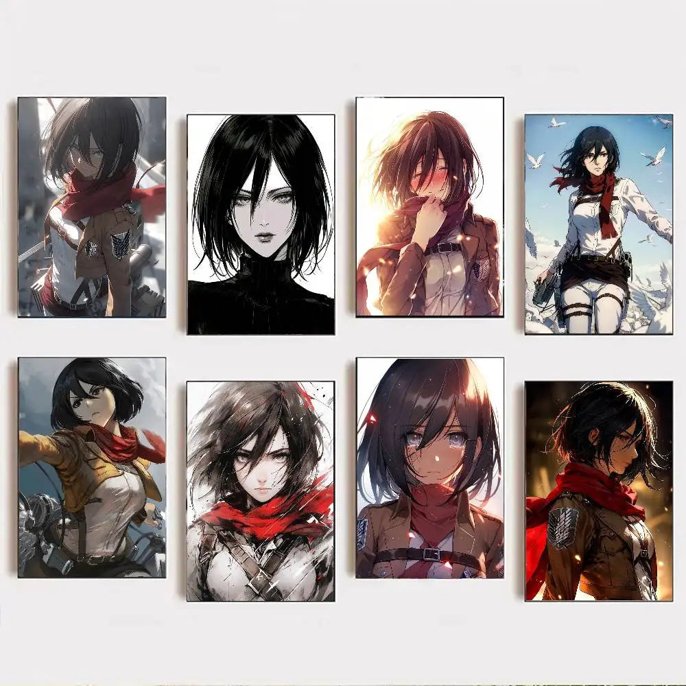 Mikasa Ackerman Anime Attack On Titan Posters Living Room Bar Cafe Quality Canvas Vintage Style Comics Painting Art Home Wall