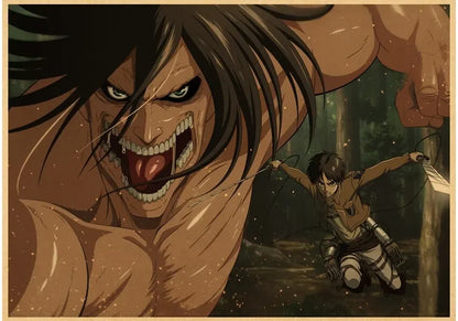 High Quality Vintage Japanese Anime Attack on Titan Retro Poster  Shingeki No Kyojin Kraft Paper Art Print Wall Sticker for Home