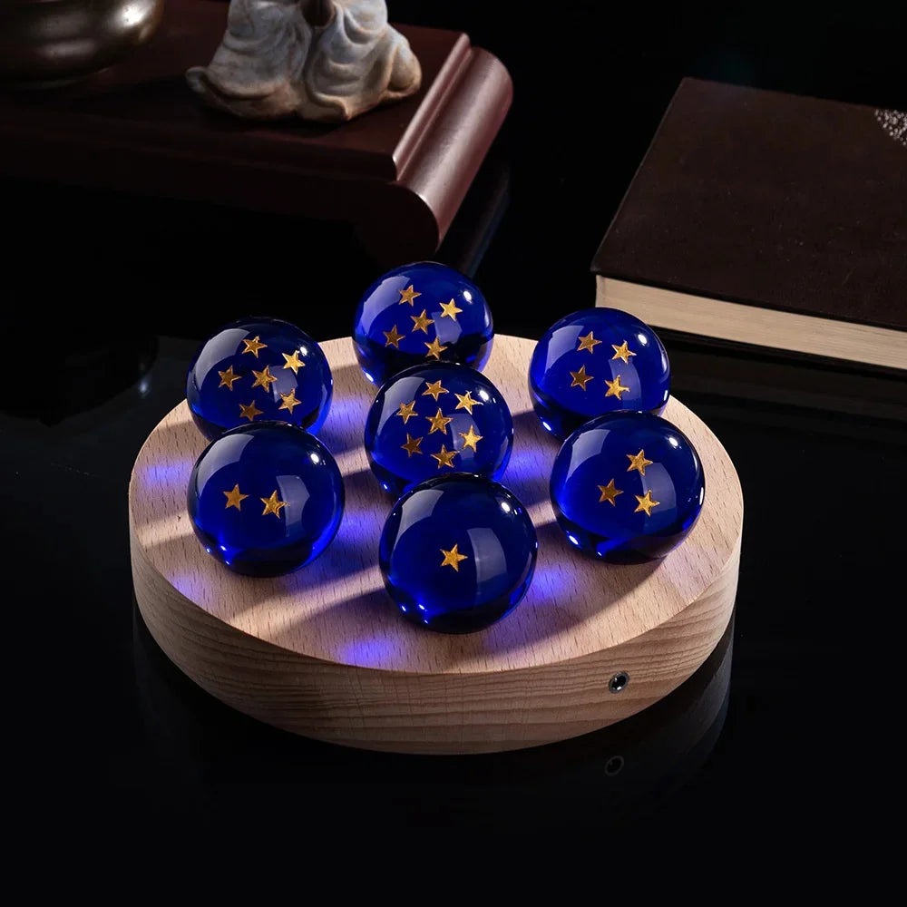 Dragoned Anime Seven Stars Crystal Ball Set LED Illuminated Wooden Base Night Lights Cartoon Balls Birthday Christmas Gift