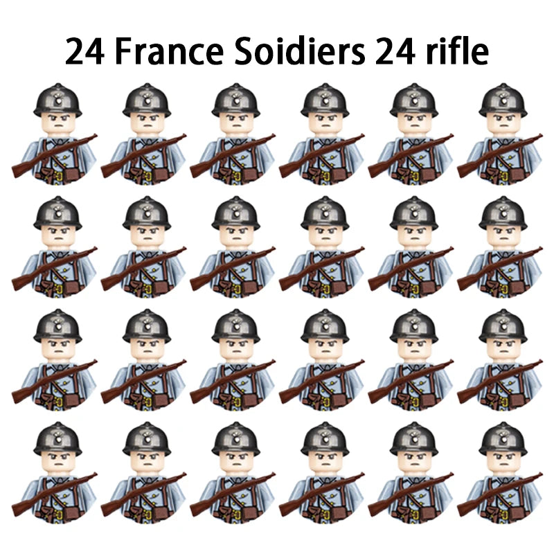 24pcs/batch WW2 Military Character WW2 Army Building Blocks Military Soldier Character Building Blocks Kids Holiday Gift Toys