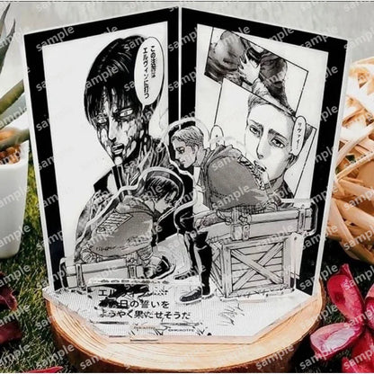 Attack On Titan Anime Toys Man Eren Figures Woman Levi Armin Classic Scene Multi Layer Comic Panel Acrylic Scene Stand Present