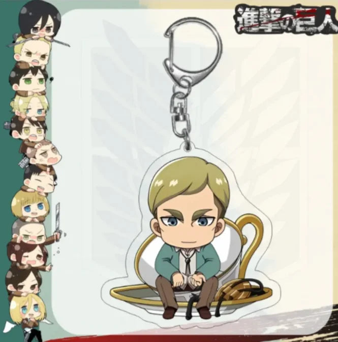 Acrylic Keychain for Attack On Titan Levi Annie Erwin Historia Hange Chibi Version Acrylic Key Buckle Anime Decoration Pendant