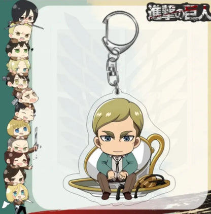 Acrylic Keychain for Attack On Titan Levi Annie Erwin Historia Hange Chibi Version Acrylic Key Buckle Anime Decoration Pendant