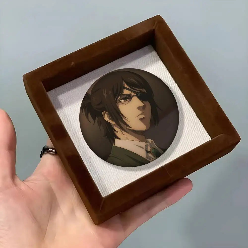 1pc Hange Zoe Attack On Titan Anime Cartoon Style Badge Brooches On Backpack Decoration Round Enamel Pins For Accessorys
