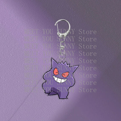 Anime Gengar Acrylic Keychain Pocket Monster Cartoon Kawaii Figure Creative Backpack Charm Pendant Toy Students Accessories Gift