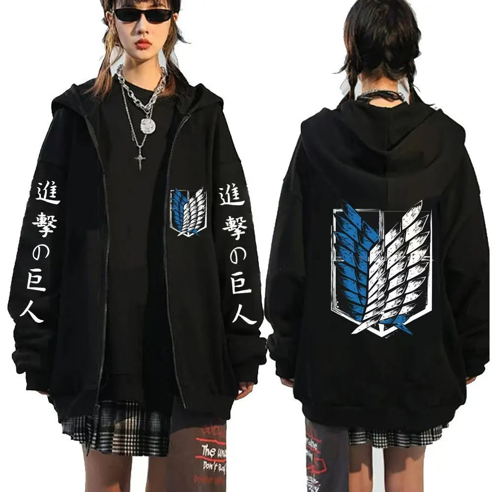 New Anime Attack on Titan Hoodie Zip Up Hoodies Sweatshirts Levi Ackerman Shingeki No Kyojin Hoodie Men Sportswear Cosplay Cloth