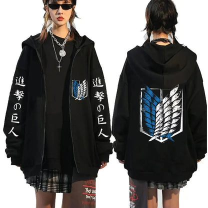 New Anime Attack on Titan Hoodie Zip Up Hoodies Sweatshirts Levi Ackerman Shingeki No Kyojin Hoodie Men Sportswear Cosplay Cloth