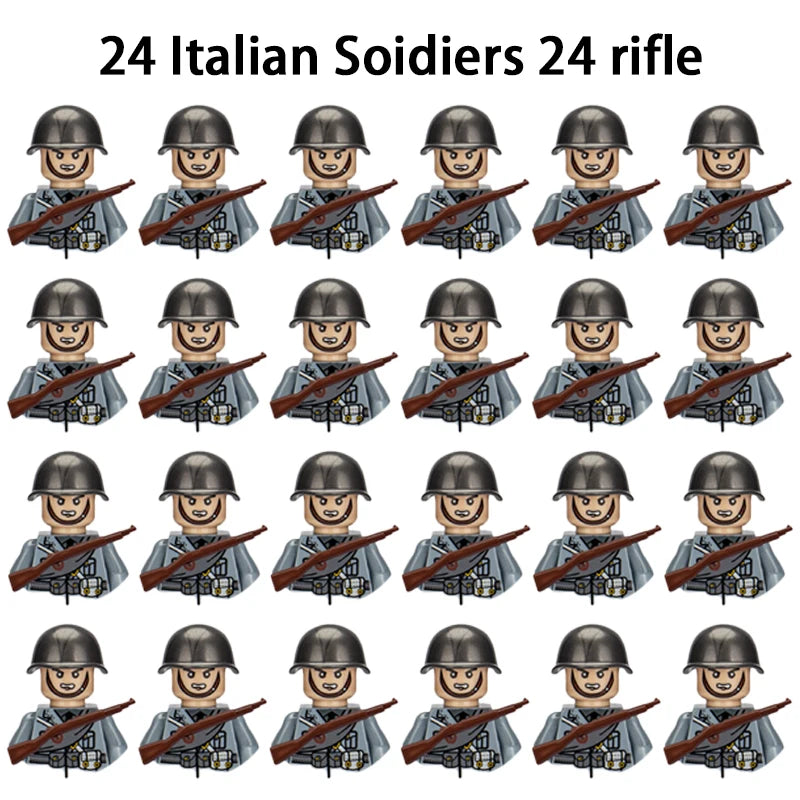 24pcs/batch WW2 Military Character WW2 Army Building Blocks Military Soldier Character Building Blocks Kids Holiday Gift Toys