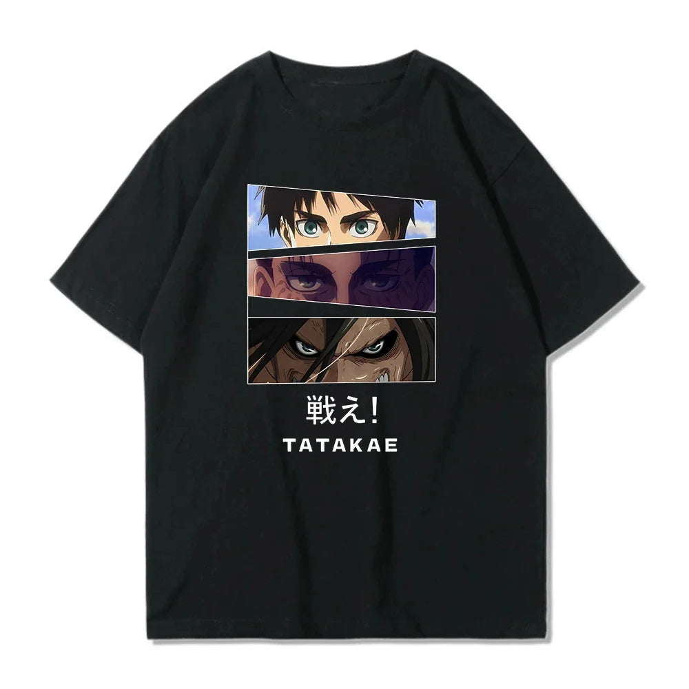 Japanese Anime Attack on Titan Graphic Printed T-shirt Summer unisex Loose and Breathable cotton T-shirt Top
