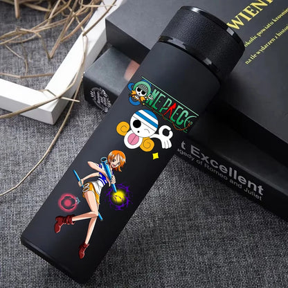 One Piece 304 Stainless Steel Thermos Cup Pattern Luffy Roronoa Zoro Action Figure High Capacity 500ML Drinking Water Bottle