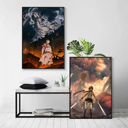 1pc Anime Attack On Titan Poster Self-adhesive Art Waterproof Paper Sticker Coffee House Bar Room Wall Decor