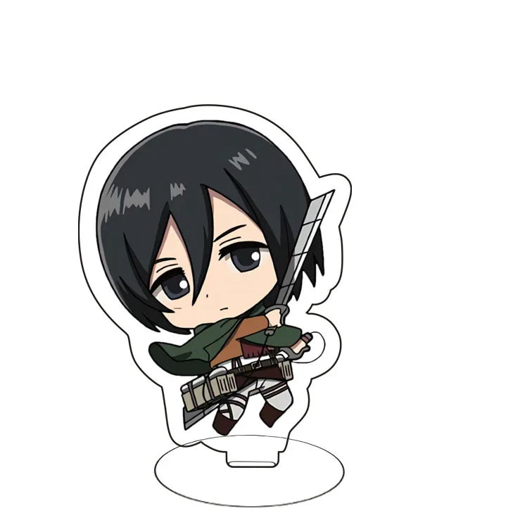 Attack On Titan Eren Yeager Mikasa Ackerman Armin Arlert Merchandise Acrylic Mini Figure Display Stand Model Plate Keychain