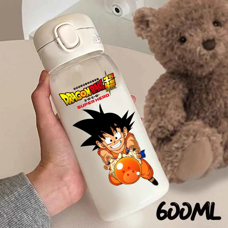 For Dragon Ball Straw Bottles 600ml Vegeta Goku Transparent Plastic Anti Drop Water Bottle Students Outdoor Capacity
