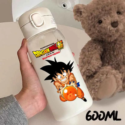 For Dragon Ball Straw Bottles 600ml Vegeta Goku Transparent Plastic Anti Drop Water Bottle Students Outdoor Capacity