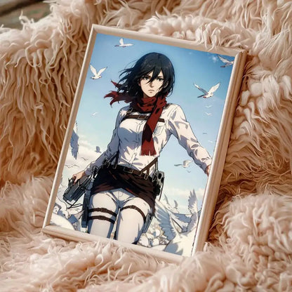 Mikasa Ackerman Anime Attack On Titan Posters Living Room Bar Cafe Quality Canvas Vintage Style Comics Painting Art Home Wall