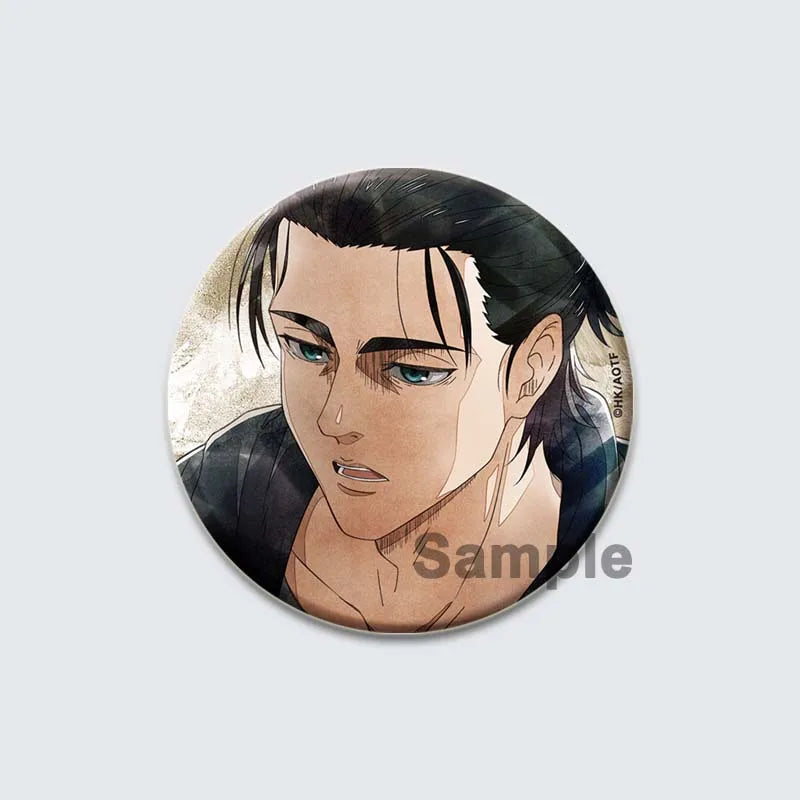 Eren Levi Armin Arlert Erwin Cartoon Badge Attack on Titan Brooches on Backpack Clothes Handmade Round Pins for Gift Accessory