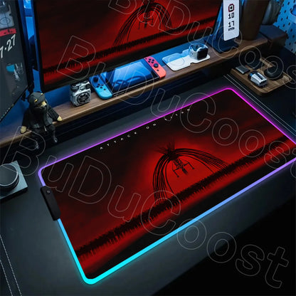Large RGB LED Mousepad Attack on Titan Mouse Pads Anime Cool Gaming Tapis De Souris Carpet Laptop XXL Gabinete Gamer Accessories