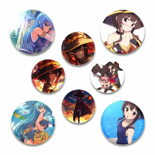 32/44/58mm Anime Figures Konosuba Pins Tinplate Badge