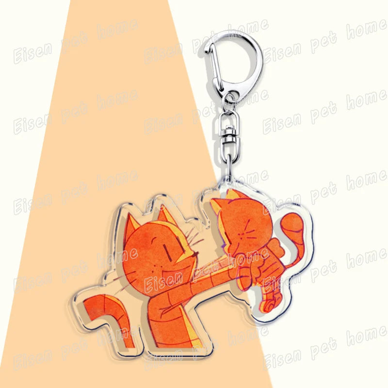 Dog Man Cat Keychain