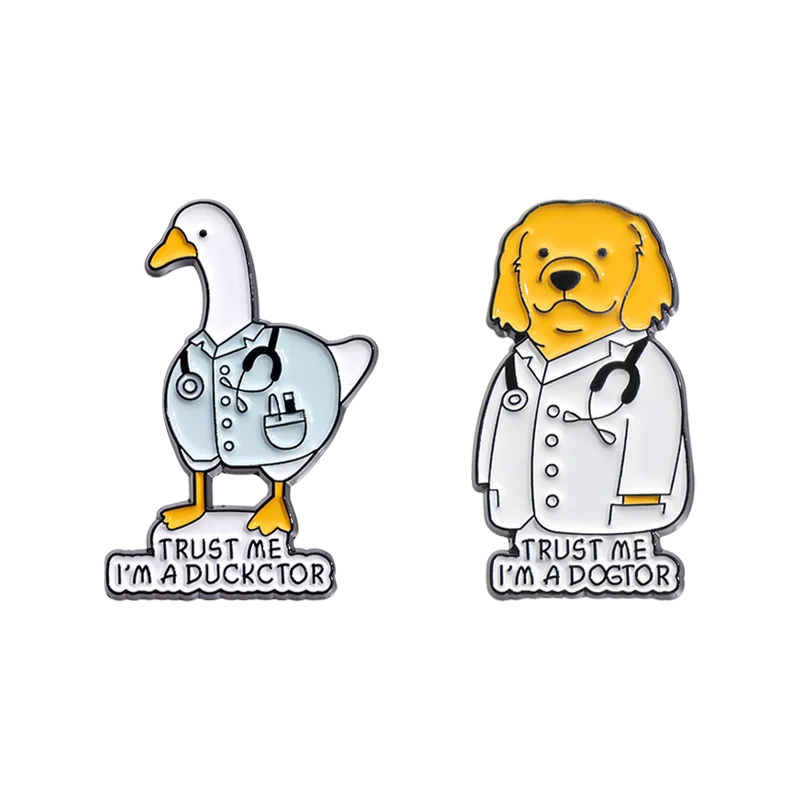 Cartoon Animal Doctor Brooch Enamel Pins Creative TRUST ME I'M A DOGTOR Brooches Clothes Lapel Badge Accessories Jewelry Gift
