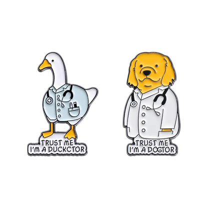 Cartoon Animal Doctor Brooch Enamel Pins Creative TRUST ME I'M A DOGTOR Brooches Clothes Lapel Badge Accessories Jewelry Gift