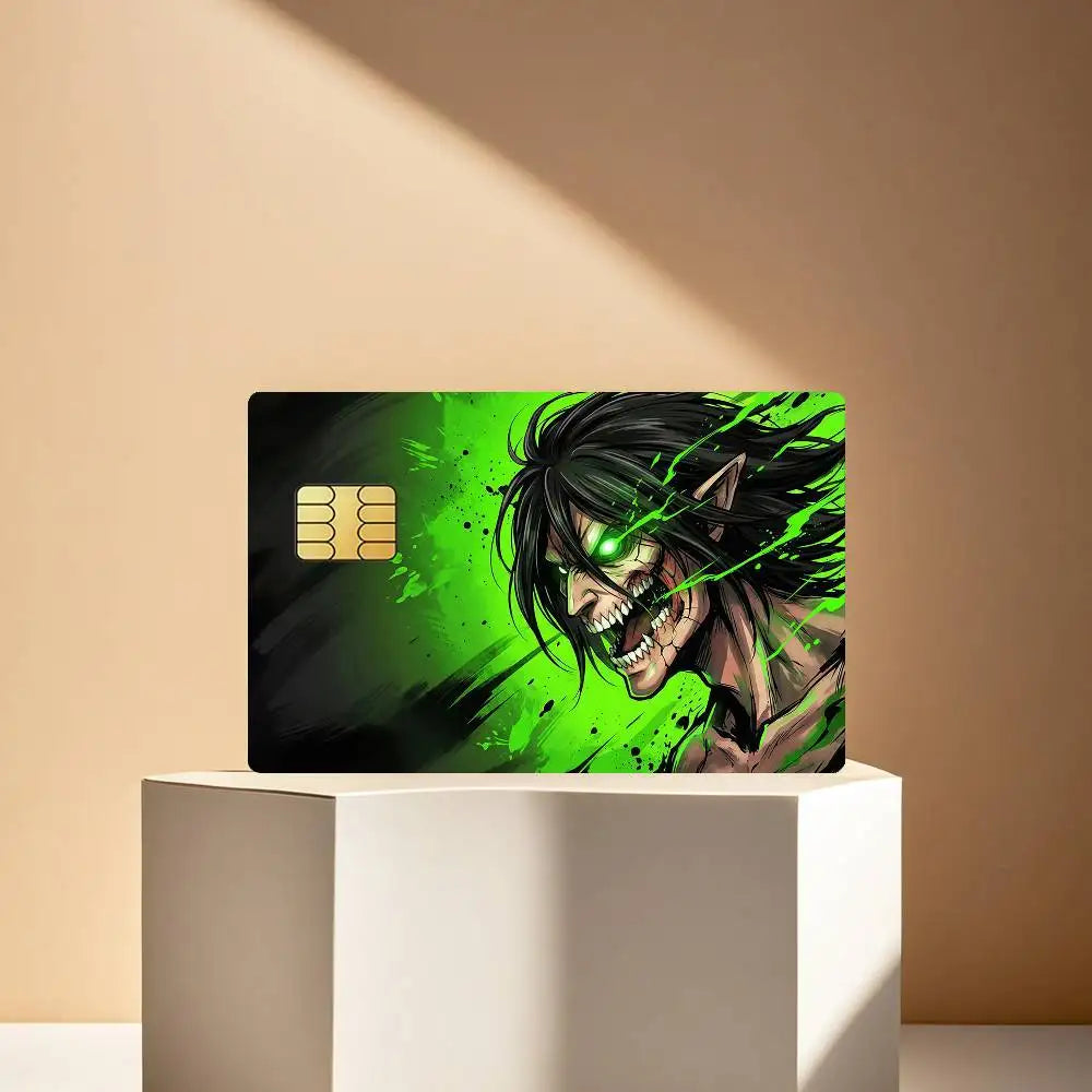 Attack on Titan Comic Credit Skin Cover Card Stickers 4PCS Film Bus Pass Front Decoration Bank Debit Waterproof