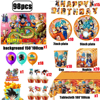 Dragon Ball Birthday Party Decorations Party Supplies Tablecloths Paper Cup Plates Napkin Gift Bags Banners Baby Birthday Shower