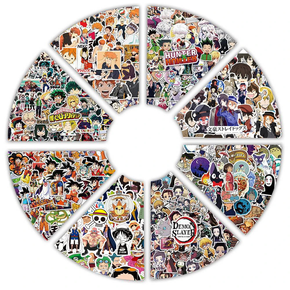 50/100pcs Cartoon Mix Anime Stickers Attack On Titan Jujutsu Kaisen Decals Skateboard Laptop Car Motorcycle Waterproof Sticker