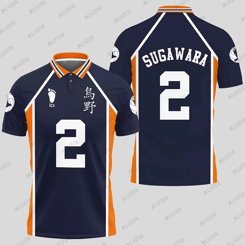 Anime Haikyuu Hinata Cosplay Polo Shirts Summer Shorts Sleeve Men Polos Volleyball Uniform Japan Sports Jerseys Kids Adult Tops