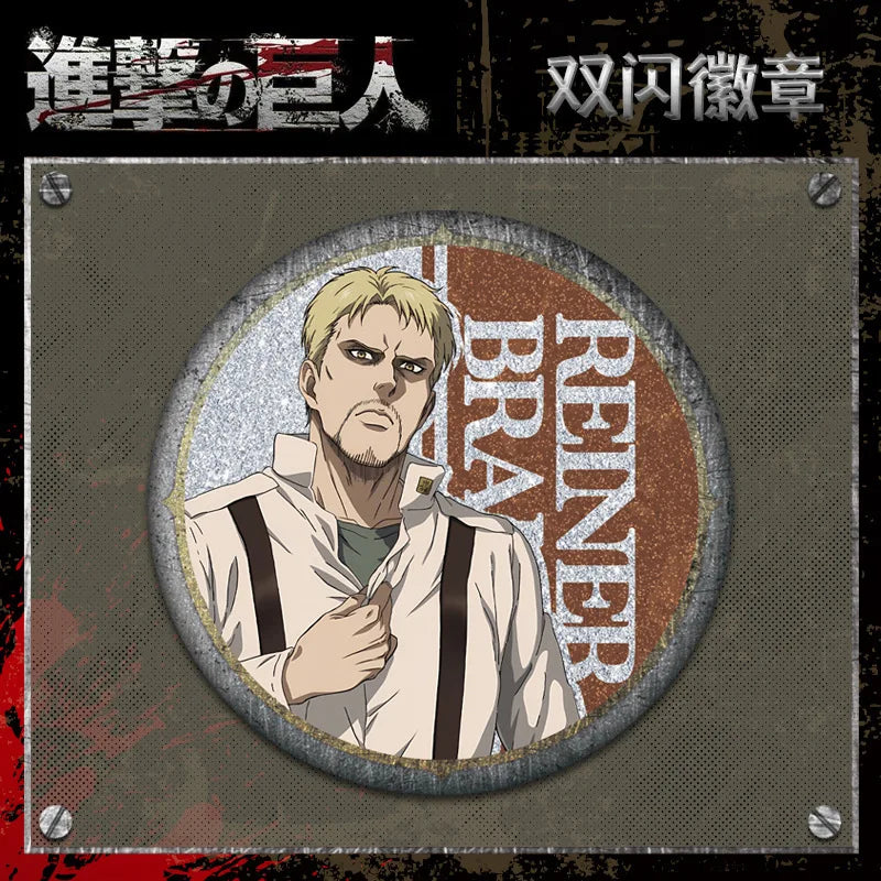 Attack on Titan 58 Badge Plain Glossy Film 58 Pin Anime Eren Yeager Ackerman Merchandise Souvenirs Collectibles Action Figures