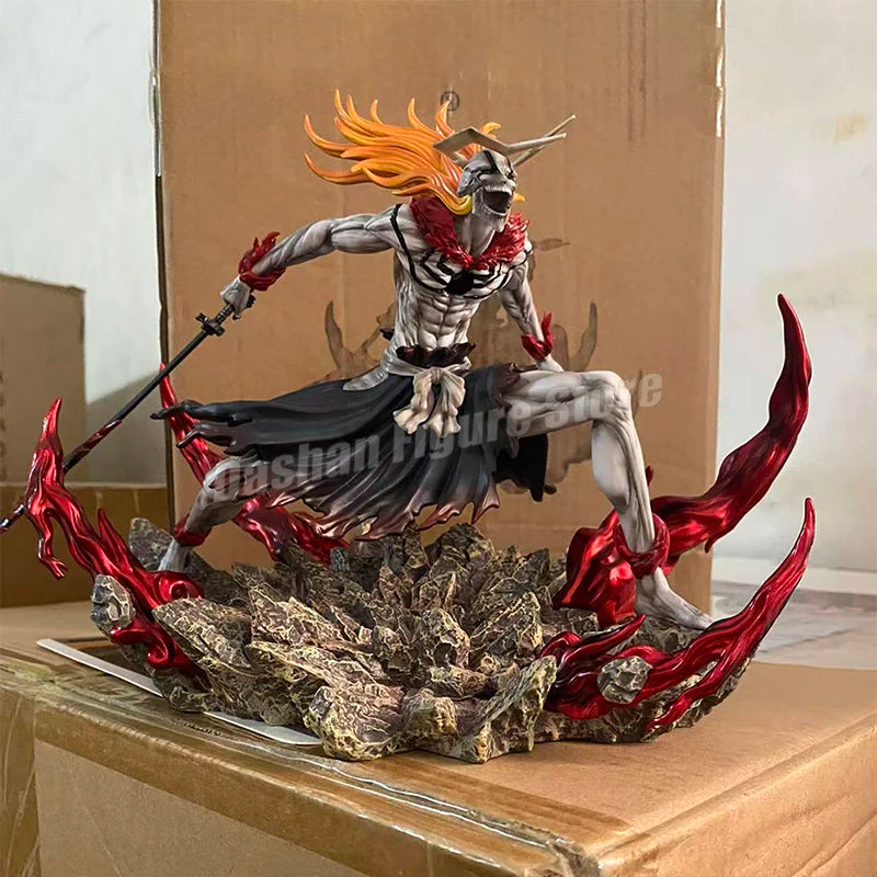 23cm Bleach Hollow Ichigo Action Figure Collectible Doll Saigo No Getsuga Tenshou Hollowfied Kurosaki Ichigo Statue Model Toys