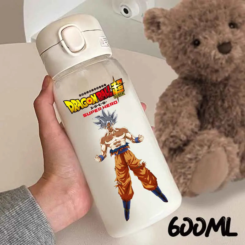 For Dragon Ball Straw Bottles 600ml Vegeta Goku Transparent Plastic Anti Drop Water Bottle Students Outdoor Capacity